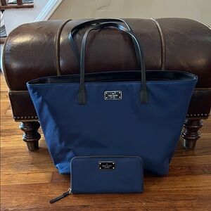 Kate Spade Navy Tote and Wallet Set